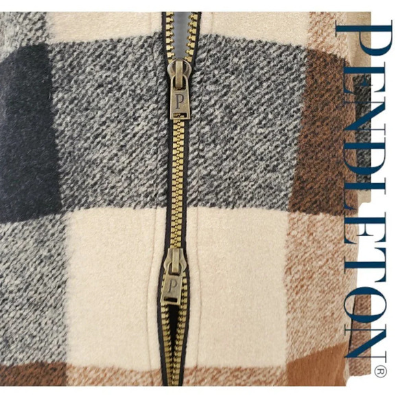 Pendleton | Ladies' Wool Blend Walker Coat | Charcoal/Camel | NWT - Picture 4 of 7